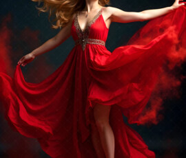 AI-generated abstract art of beautiful women caught mid-motion — dance, leap, spin — flowing fabric and dynamic color streaks frozen in cinematic light.