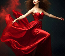 AI-generated abstract art of beautiful women caught mid-motion — dance, leap, spin — flowing fabric and dynamic color streaks frozen in cinematic light.