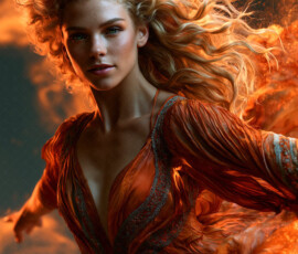 AI-generated abstract art of beautiful women caught mid-motion — dance, leap, spin — flowing fabric and dynamic color streaks frozen in cinematic light.