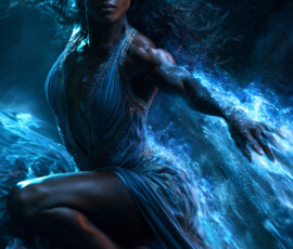 AI-generated abstract art of beautiful women caught mid-motion — dance, leap, spin — flowing fabric and dynamic color streaks frozen in cinematic light.