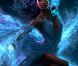 AI-generated abstract art of beautiful women caught mid-motion — dance, leap, spin — flowing fabric and dynamic color streaks frozen in cinematic light.