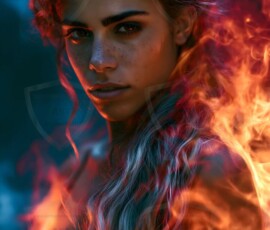 AI-generated abstract art of beautiful women gently enveloped in swirling translucent color mist, iridescent light shimmering on skin. By Jeff Dupler.