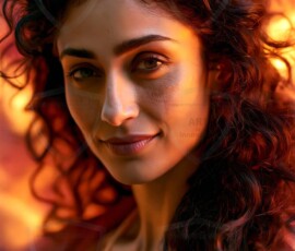 AI-generated abstract art of beautiful women gently enveloped in swirling translucent color mist, iridescent light shimmering on skin. By Jeff Dupler.