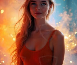 AI-generated abstract art of beautiful women gently enveloped in swirling translucent color mist, iridescent light shimmering on skin. By Jeff Dupler.
