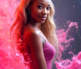 AI-generated abstract art of beautiful women gently enveloped in swirling translucent color mist, iridescent light shimmering on skin. By Jeff Dupler.