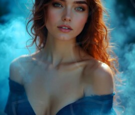 AI-generated abstract art of beautiful women gently enveloped in swirling translucent color mist, iridescent light shimmering on skin. By Jeff Dupler.