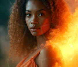 AI-generated abstract art of beautiful women gently enveloped in swirling translucent color mist, iridescent light shimmering on skin. By Jeff Dupler.
