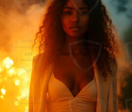 AI-generated abstract art of beautiful women gently enveloped in swirling translucent color mist, iridescent light shimmering on skin. By Jeff Dupler.