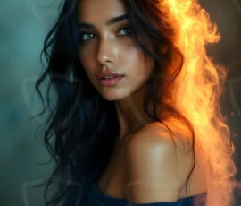 AI-generated abstract art of beautiful women gently enveloped in swirling translucent color mist, iridescent light shimmering on skin. By Jeff Dupler.