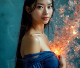 AI-generated abstract art of beautiful women gently enveloped in swirling translucent color mist, iridescent light shimmering on skin. By Jeff Dupler.
