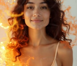 AI-generated abstract art of beautiful women gently enveloped in swirling translucent color mist, iridescent light shimmering on skin. By Jeff Dupler.