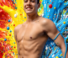 AI-generated abstract art of handsome men controlling swirling vortexes of colorful fluid and water in motion. Dynamic, surreal, vivid digital male art by Jeff Dupler.