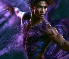 AI-generated abstract art of handsome men controlling swirling vortexes of colorful fluid and water in motion. Dynamic, surreal, vivid digital male art by Jeff Dupler.
