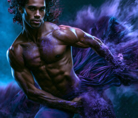 AI-generated abstract art of handsome men controlling swirling vortexes of colorful fluid and water in motion. Dynamic, surreal, vivid digital male art by Jeff Dupler.