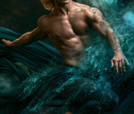 AI-generated abstract art of handsome men controlling swirling vortexes of colorful fluid and water in motion. Dynamic, surreal, vivid digital male art by Jeff Dupler.