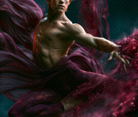 AI-generated abstract art of handsome men controlling swirling vortexes of colorful fluid and water in motion. Dynamic, surreal, vivid digital male art by Jeff Dupler.