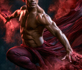 AI-generated abstract art of handsome men controlling swirling vortexes of colorful fluid and water in motion. Dynamic, surreal, vivid digital male art by Jeff Dupler.