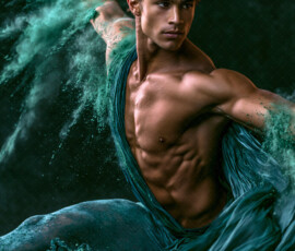 AI-generated abstract art of handsome men controlling swirling vortexes of colorful fluid and water in motion. Dynamic, surreal, vivid digital male art by Jeff Dupler.