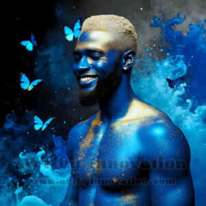 Beauty meets color in this stunning AI-generated abstract art collection. Handsome, shirtless men are enveloped from behind by vibrant, swirling translucent mists of color — inspired by the full spectrum of the rainbow, and the joyful palette of Pride. Each image combines photorealistic skin texture with surreal abstract color dynamics, creating a visual experience that is both deeply human and otherworldly. Created using AI, edited in Photoshop, by © Jeff Dupler | Art by Innovation | https://www.artbyinnovation.com