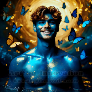Beauty meets color in this stunning AI-generated abstract art collection. Handsome, shirtless men are enveloped from behind by vibrant, swirling translucent mists of color — inspired by the full spectrum of the rainbow, and the joyful palette of Pride. Each image combines photorealistic skin texture with surreal abstract color dynamics, creating a visual experience that is both deeply human and otherworldly. Created using AI, edited in Photoshop, by © Jeff Dupler | Art by Innovation | https://www.artbyinnovation.com