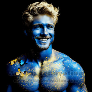 Beauty meets color in this stunning AI-generated abstract art collection. Handsome, shirtless men are enveloped from behind by vibrant, swirling translucent mists of color — inspired by the full spectrum of the rainbow, and the joyful palette of Pride. Each image combines photorealistic skin texture with surreal abstract color dynamics, creating a visual experience that is both deeply human and otherworldly. Created using AI, edited in Photoshop, by © Jeff Dupler | Art by Innovation | https://www.artbyinnovation.com