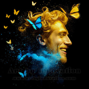Beauty meets color in this stunning AI-generated abstract art collection. Handsome, shirtless men are enveloped from behind by vibrant, swirling translucent mists of color — inspired by the full spectrum of the rainbow, and the joyful palette of Pride. Each image combines photorealistic skin texture with surreal abstract color dynamics, creating a visual experience that is both deeply human and otherworldly. Created using AI, edited in Photoshop, by © Jeff Dupler | Art by Innovation | https://www.artbyinnovation.com