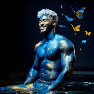 Beauty meets color in this stunning AI-generated abstract art collection. Handsome, shirtless men are enveloped from behind by vibrant, swirling translucent mists of color — inspired by the full spectrum of the rainbow, and the joyful palette of Pride. Each image combines photorealistic skin texture with surreal abstract color dynamics, creating a visual experience that is both deeply human and otherworldly. Created using AI, edited in Photoshop, by © Jeff Dupler | Art by Innovation | https://www.artbyinnovation.com