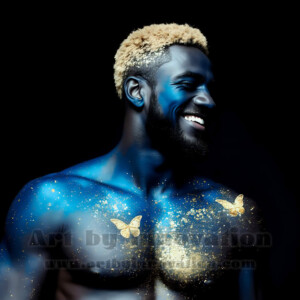 Beauty meets color in this stunning AI-generated abstract art collection. Handsome, shirtless men are enveloped from behind by vibrant, swirling translucent mists of color — inspired by the full spectrum of the rainbow, and the joyful palette of Pride. Each image combines photorealistic skin texture with surreal abstract color dynamics, creating a visual experience that is both deeply human and otherworldly. Created using AI, edited in Photoshop, by © Jeff Dupler | Art by Innovation | https://www.artbyinnovation.com