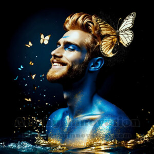 Beauty meets color in this stunning AI-generated abstract art collection. Handsome, shirtless men are enveloped from behind by vibrant, swirling translucent mists of color — inspired by the full spectrum of the rainbow, and the joyful palette of Pride. Each image combines photorealistic skin texture with surreal abstract color dynamics, creating a visual experience that is both deeply human and otherworldly. Created using AI, edited in Photoshop, by © Jeff Dupler | Art by Innovation | https://www.artbyinnovation.com