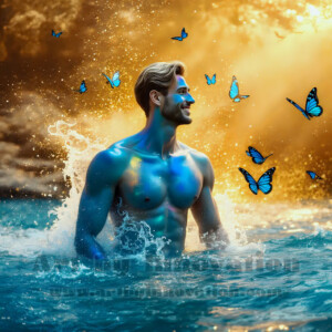 Beauty meets color in this stunning AI-generated abstract art collection. Handsome, shirtless men are enveloped from behind by vibrant, swirling translucent mists of color — inspired by the full spectrum of the rainbow, and the joyful palette of Pride. Each image combines photorealistic skin texture with surreal abstract color dynamics, creating a visual experience that is both deeply human and otherworldly. Created using AI, edited in Photoshop, by © Jeff Dupler | Art by Innovation | https://www.artbyinnovation.com