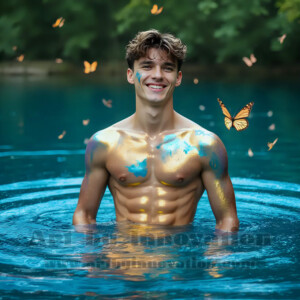 Beauty meets color in this stunning AI-generated abstract art collection. Handsome, shirtless men are enveloped from behind by vibrant, swirling translucent mists of color — inspired by the full spectrum of the rainbow, and the joyful palette of Pride. Each image combines photorealistic skin texture with surreal abstract color dynamics, creating a visual experience that is both deeply human and otherworldly. Created using AI, edited in Photoshop, by © Jeff Dupler | Art by Innovation | https://www.artbyinnovation.com