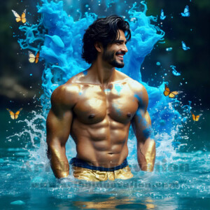 Beauty meets color in this stunning AI-generated abstract art collection. Handsome, shirtless men are enveloped from behind by vibrant, swirling translucent mists of color — inspired by the full spectrum of the rainbow, and the joyful palette of Pride. Each image combines photorealistic skin texture with surreal abstract color dynamics, creating a visual experience that is both deeply human and otherworldly. Created using AI, edited in Photoshop, by © Jeff Dupler | Art by Innovation | https://www.artbyinnovation.com