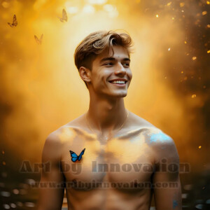 Beauty meets color in this stunning AI-generated abstract art collection. Handsome, shirtless men are enveloped from behind by vibrant, swirling translucent mists of color — inspired by the full spectrum of the rainbow, and the joyful palette of Pride. Each image combines photorealistic skin texture with surreal abstract color dynamics, creating a visual experience that is both deeply human and otherworldly. Created using AI, edited in Photoshop, by © Jeff Dupler | Art by Innovation | https://www.artbyinnovation.com