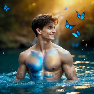 Beauty meets color in this stunning AI-generated abstract art collection. Handsome, shirtless men are enveloped from behind by vibrant, swirling translucent mists of color — inspired by the full spectrum of the rainbow, and the joyful palette of Pride. Each image combines photorealistic skin texture with surreal abstract color dynamics, creating a visual experience that is both deeply human and otherworldly. Created using AI, edited in Photoshop, by © Jeff Dupler | Art by Innovation | https://www.artbyinnovation.com