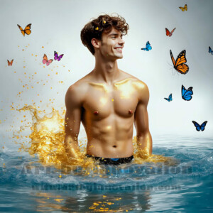 Beauty meets color in this stunning AI-generated abstract art collection. Handsome, shirtless men are enveloped from behind by vibrant, swirling translucent mists of color — inspired by the full spectrum of the rainbow, and the joyful palette of Pride. Each image combines photorealistic skin texture with surreal abstract color dynamics, creating a visual experience that is both deeply human and otherworldly. Created using AI, edited in Photoshop, by © Jeff Dupler | Art by Innovation | https://www.artbyinnovation.com