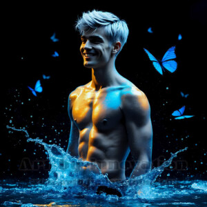 Beauty meets color in this stunning AI-generated abstract art collection. Handsome, shirtless men are enveloped from behind by vibrant, swirling translucent mists of color — inspired by the full spectrum of the rainbow, and the joyful palette of Pride. Each image combines photorealistic skin texture with surreal abstract color dynamics, creating a visual experience that is both deeply human and otherworldly. Created using AI, edited in Photoshop, by © Jeff Dupler | Art by Innovation | https://www.artbyinnovation.com