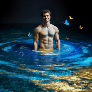 Beauty meets color in this stunning AI-generated abstract art collection. Handsome, shirtless men are enveloped from behind by vibrant, swirling translucent mists of color — inspired by the full spectrum of the rainbow, and the joyful palette of Pride. Each image combines photorealistic skin texture with surreal abstract color dynamics, creating a visual experience that is both deeply human and otherworldly. Created using AI, edited in Photoshop, by © Jeff Dupler | Art by Innovation | https://www.artbyinnovation.com