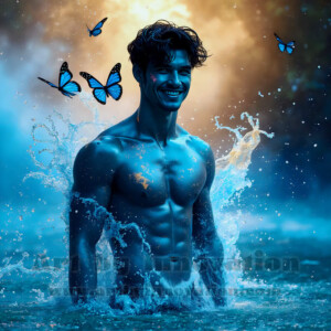 Beauty meets color in this stunning AI-generated abstract art collection. Handsome, shirtless men are enveloped from behind by vibrant, swirling translucent mists of color — inspired by the full spectrum of the rainbow, and the joyful palette of Pride. Each image combines photorealistic skin texture with surreal abstract color dynamics, creating a visual experience that is both deeply human and otherworldly. Created using AI, edited in Photoshop, by © Jeff Dupler | Art by Innovation | https://www.artbyinnovation.com