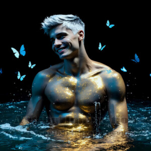 Beauty meets color in this stunning AI-generated abstract art collection. Handsome, shirtless men are enveloped from behind by vibrant, swirling translucent mists of color — inspired by the full spectrum of the rainbow, and the joyful palette of Pride. Each image combines photorealistic skin texture with surreal abstract color dynamics, creating a visual experience that is both deeply human and otherworldly. Created using AI, edited in Photoshop, by © Jeff Dupler | Art by Innovation | https://www.artbyinnovation.com