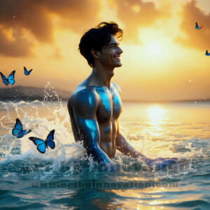 Beauty meets color in this stunning AI-generated abstract art collection. Handsome, shirtless men are enveloped from behind by vibrant, swirling translucent mists of color — inspired by the full spectrum of the rainbow, and the joyful palette of Pride. Each image combines photorealistic skin texture with surreal abstract color dynamics, creating a visual experience that is both deeply human and otherworldly. Created using AI, edited in Photoshop, by © Jeff Dupler | Art by Innovation | https://www.artbyinnovation.com