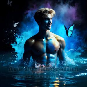 Beauty meets color in this stunning AI-generated abstract art collection. Handsome, shirtless men are enveloped from behind by vibrant, swirling translucent mists of color — inspired by the full spectrum of the rainbow, and the joyful palette of Pride. Each image combines photorealistic skin texture with surreal abstract color dynamics, creating a visual experience that is both deeply human and otherworldly. Created using AI, edited in Photoshop, by © Jeff Dupler | Art by Innovation | https://www.artbyinnovation.com