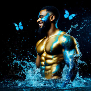 Beauty meets color in this stunning AI-generated abstract art collection. Handsome, shirtless men are enveloped from behind by vibrant, swirling translucent mists of color — inspired by the full spectrum of the rainbow, and the joyful palette of Pride. Each image combines photorealistic skin texture with surreal abstract color dynamics, creating a visual experience that is both deeply human and otherworldly. Created using AI, edited in Photoshop, by © Jeff Dupler | Art by Innovation | https://www.artbyinnovation.com
