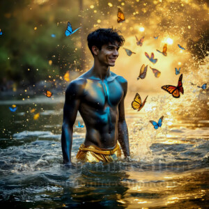 Beauty meets color in this stunning AI-generated abstract art collection. Handsome, shirtless men are enveloped from behind by vibrant, swirling translucent mists of color — inspired by the full spectrum of the rainbow, and the joyful palette of Pride. Each image combines photorealistic skin texture with surreal abstract color dynamics, creating a visual experience that is both deeply human and otherworldly. Created using AI, edited in Photoshop, by © Jeff Dupler | Art by Innovation | https://www.artbyinnovation.com