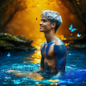 Beauty meets color in this stunning AI-generated abstract art collection. Handsome, shirtless men are enveloped from behind by vibrant, swirling translucent mists of color — inspired by the full spectrum of the rainbow, and the joyful palette of Pride. Each image combines photorealistic skin texture with surreal abstract color dynamics, creating a visual experience that is both deeply human and otherworldly. Created using AI, edited in Photoshop, by © Jeff Dupler | Art by Innovation | https://www.artbyinnovation.com