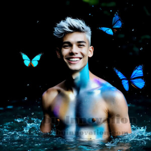 Beauty meets color in this stunning AI-generated abstract art collection. Handsome, shirtless men are enveloped from behind by vibrant, swirling translucent mists of color — inspired by the full spectrum of the rainbow, and the joyful palette of Pride. Each image combines photorealistic skin texture with surreal abstract color dynamics, creating a visual experience that is both deeply human and otherworldly. Created using AI, edited in Photoshop, by © Jeff Dupler | Art by Innovation | https://www.artbyinnovation.com
