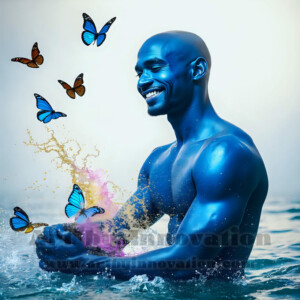 Beauty meets color in this stunning AI-generated abstract art collection. Handsome, shirtless men are enveloped from behind by vibrant, swirling translucent mists of color — inspired by the full spectrum of the rainbow, and the joyful palette of Pride. Each image combines photorealistic skin texture with surreal abstract color dynamics, creating a visual experience that is both deeply human and otherworldly. Created using AI, edited in Photoshop, by © Jeff Dupler | Art by Innovation | https://www.artbyinnovation.com