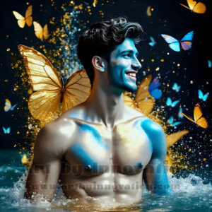 Beauty meets color in this stunning AI-generated abstract art collection. Handsome, shirtless men are enveloped from behind by vibrant, swirling translucent mists of color — inspired by the full spectrum of the rainbow, and the joyful palette of Pride. Each image combines photorealistic skin texture with surreal abstract color dynamics, creating a visual experience that is both deeply human and otherworldly. Created using AI, edited in Photoshop, by © Jeff Dupler | Art by Innovation | https://www.artbyinnovation.com