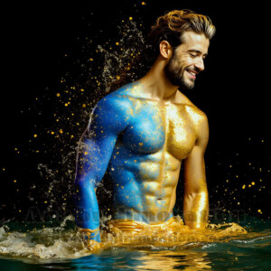 Beauty meets color in this stunning AI-generated abstract art collection. Handsome, shirtless men are enveloped from behind by vibrant, swirling translucent mists of color — inspired by the full spectrum of the rainbow, and the joyful palette of Pride. Each image combines photorealistic skin texture with surreal abstract color dynamics, creating a visual experience that is both deeply human and otherworldly. Created using AI, edited in Photoshop, by © Jeff Dupler | Art by Innovation | https://www.artbyinnovation.com