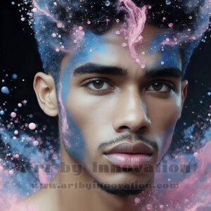 Beauty meets color in this stunning AI-generated abstract art collection. Handsome, shirtless men are enveloped from behind by vibrant, swirling translucent mists of color — inspired by the full spectrum of the rainbow, and the joyful palette of Pride. Each image combines photorealistic skin texture with surreal abstract color dynamics, creating a visual experience that is both deeply human and otherworldly. Created using AI, edited in Photoshop, by © Jeff Dupler | Art by Innovation | https://www.artbyinnovation.com
