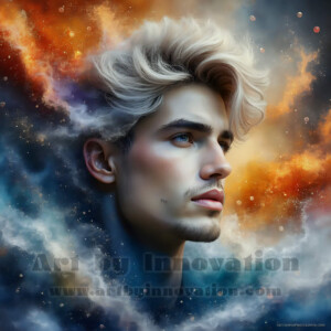 Beauty meets color in this stunning AI-generated abstract art collection. Handsome, shirtless men are enveloped from behind by vibrant, swirling translucent mists of color — inspired by the full spectrum of the rainbow, and the joyful palette of Pride. Each image combines photorealistic skin texture with surreal abstract color dynamics, creating a visual experience that is both deeply human and otherworldly. Created using AI, edited in Photoshop, by © Jeff Dupler | Art by Innovation | https://www.artbyinnovation.com
